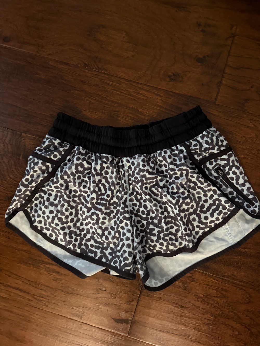 lululemon athletica Black and White Leopard Athletic Shorts